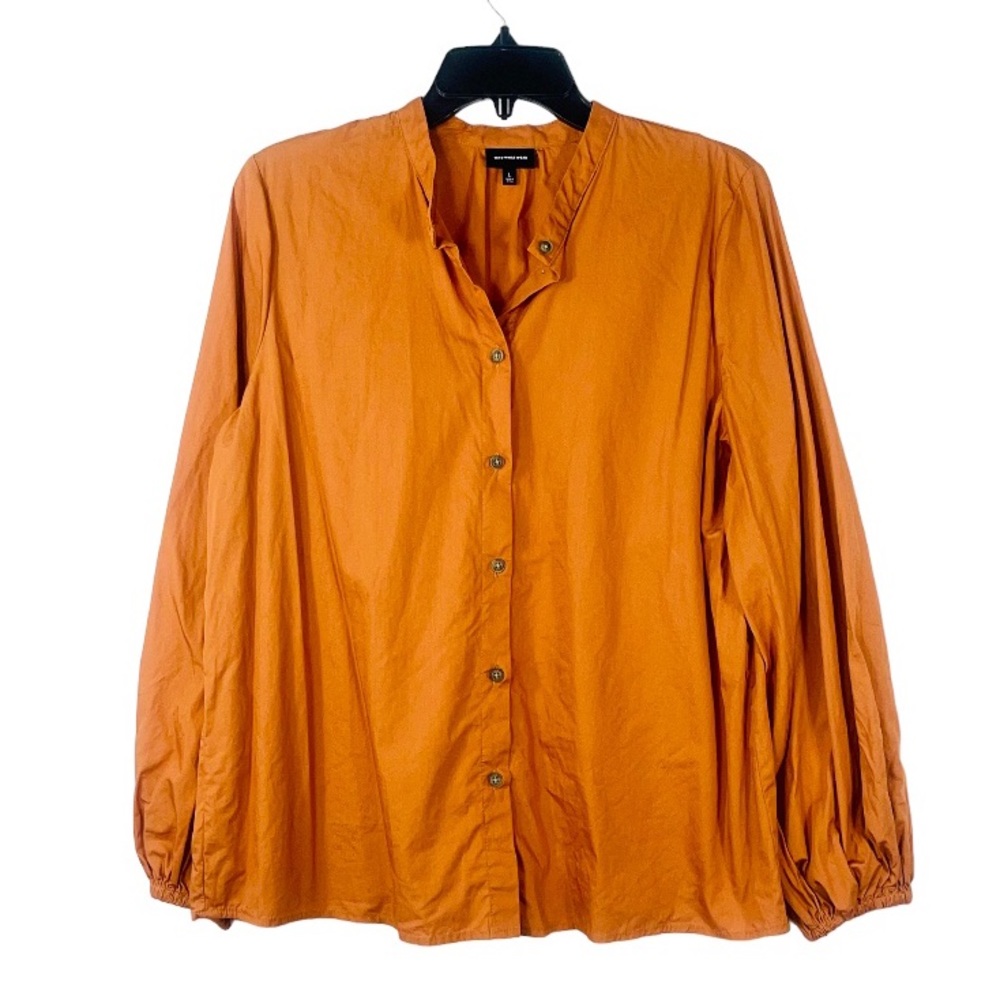 Who What Wear button down bubble billow sleeve blouse top size large